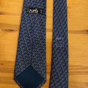 Vintage blue horse buckle Hermes tie